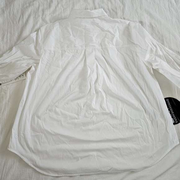 Lululemon Cotton-Blend Poplin Button-Down Shirt WHT White Women's Size XLarge - Picture 8 of 8
